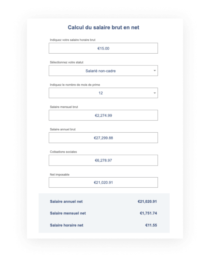 calculer salaire net